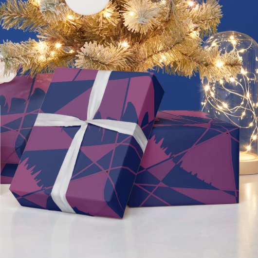 Gebroken blauw rood cadeaupapier (Feestdagen)