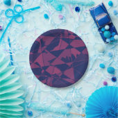 Gebroken Blauw Rood Papieren Bordje (Feest)