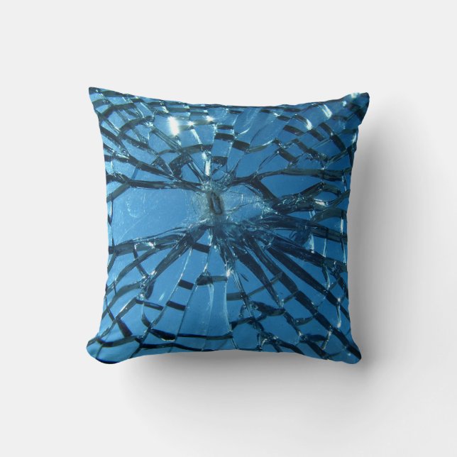 Gebroken Blauwe Glas Kussen (Voorkant)