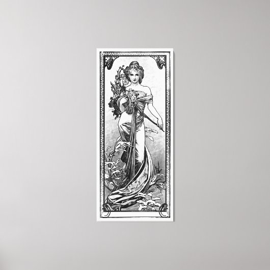 Gebroken bloesems door Alphonse Mucha Canvas Afdruk (Voorkant)