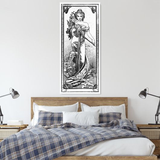 Gebroken bloesems door Alphonse Mucha Canvas Afdruk (Insitu (Slaapkamer))