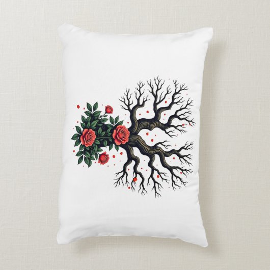 Gebroken bomen en verstrengelde rozen accent kussen (Achterkant (Verticaal))