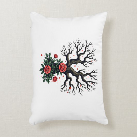 Gebroken bomen en verstrengelde rozen accent kussen (Voorkant(Verticaal))