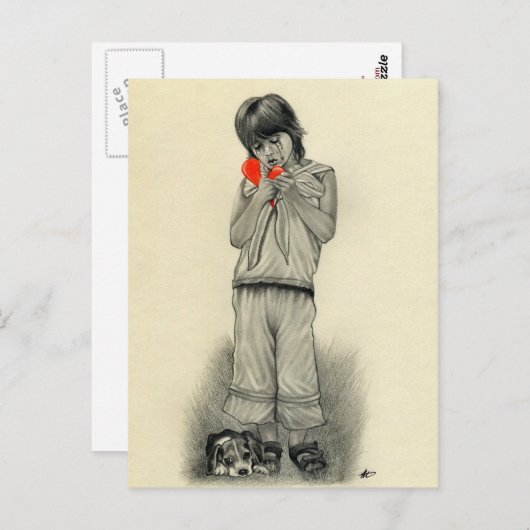 Gebroken Briefkaart van de Heuk van de Puppy (Voorkant / Achterkant)