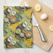 Gebroken cellopatroon theedoek (Quarter Fold)