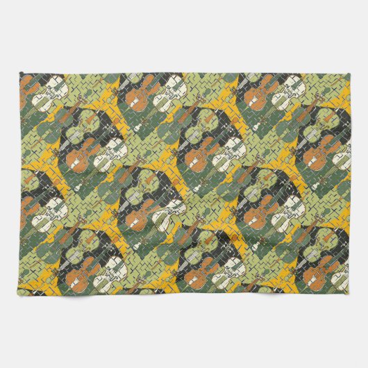 Gebroken cellopatroon theedoek (Horizontaal)