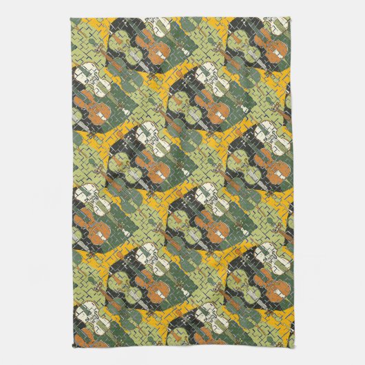 Gebroken cellopatroon theedoek (Verticaal)