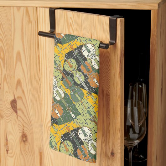 Gebroken cellopatroon theedoek (Derde Gevouwen)