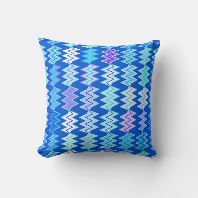Gebroken Chevron - tinten blauw, paars en aqua Kussen (Voorkant)