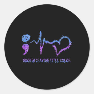 Gebroken Crayons nog steeds: preventie van zelfmoo Ronde Sticker
