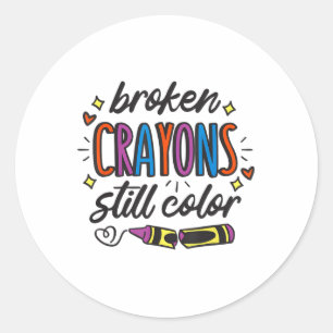 Gebroken Crayons nog steeds: preventie van zelfmoo Ronde Sticker