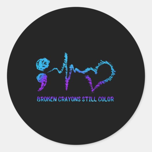 Gebroken Crayons nog steeds: preventie van zelfmoo Ronde Sticker (Voorkant)