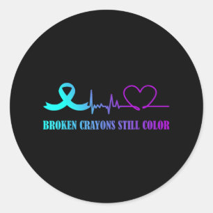 Gebroken Crayons nog steeds: preventie van zelfmoo Ronde Sticker