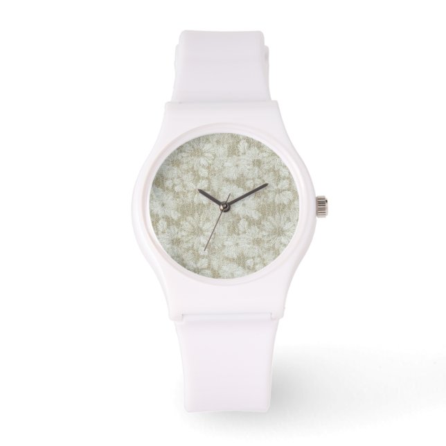 Gebroken Daisy Textuurpatroon in Coffee Cream Horloge (Voorkant)