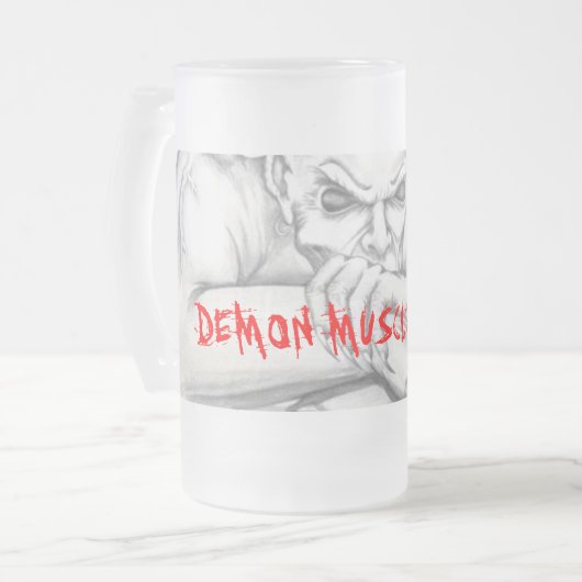 GEBROKEN DEMON BEER GLASS, DEMON SPIERCARS MATGLAS BIERPUL (Voorkant links)