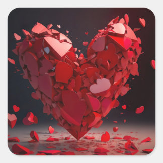 Gebroken door AI gegenereerde hart-Sticker Vierkante Sticker