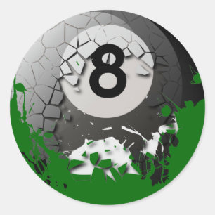 Gebroken en gekraakte 8 Ball Ronde Sticker