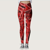 Gebroken en overlappende rode acrylsnijwonden leggings (Voorkant)