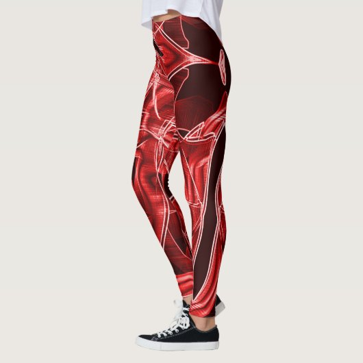Gebroken en overlappende rode acrylsnijwonden leggings (Links)