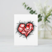 Gebroken en verscheurd hart briefkaart (Staand voorkant)