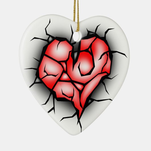 Gebroken en verscheurd hart keramisch ornament (Rechts)