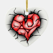 Gebroken en verscheurd hart keramisch ornament (Voorkant)