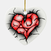 Gebroken en verscheurd hart keramisch ornament (Achterkant)