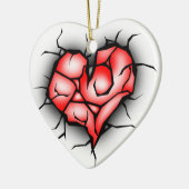 Gebroken en verscheurd hart keramisch ornament (Links)