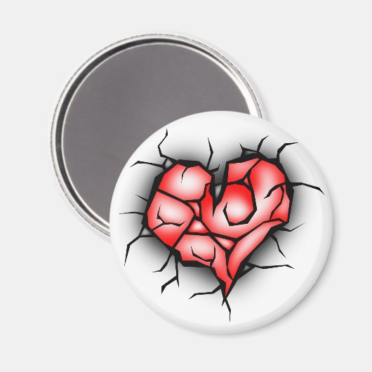 Gebroken en verscheurd hart magneet (Voorkant / Achterkant)