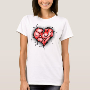 Gebroken en verscheurd hart t-shirt