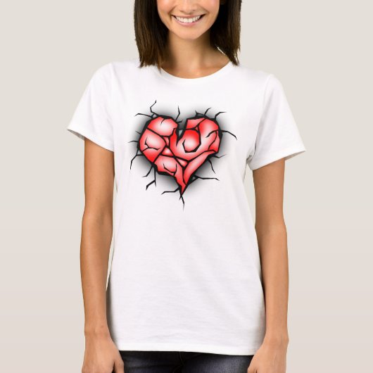 Gebroken en verscheurd hart t-shirt (Voorkant)