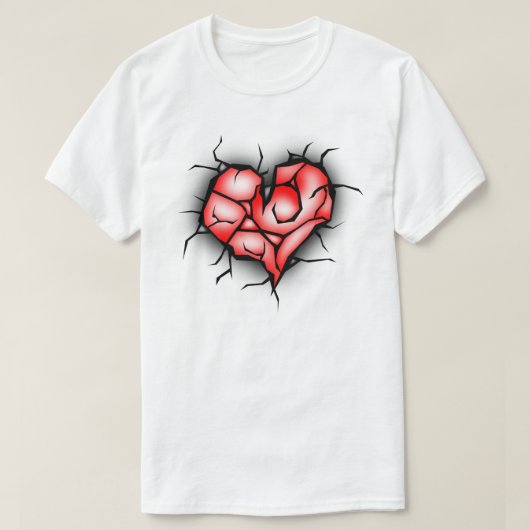 Gebroken en verscheurd hart t-shirt (Design voorkant)