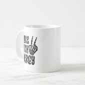 Gebroken Energie Grappige Skelet Hand Meme Koffiemok (Voorkant links)