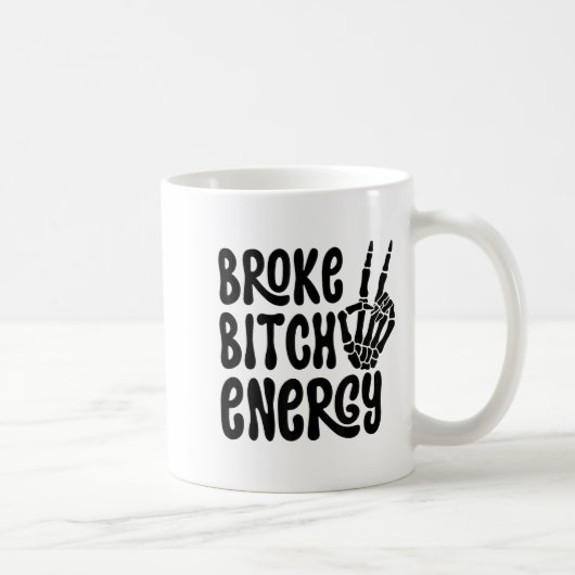 Gebroken Energie Grappige Skelet Hand Meme Koffiemok (Rechts)
