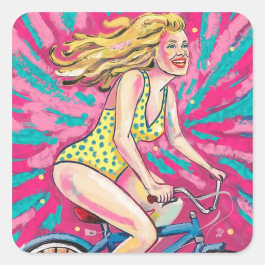 Gebroken fiets vierkante sticker (Voorkant)