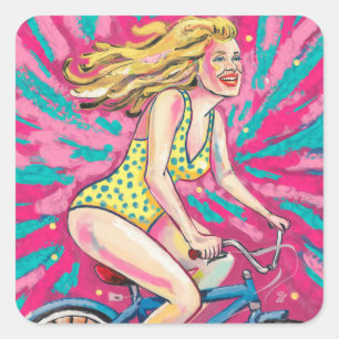 Gebroken fiets vierkante sticker