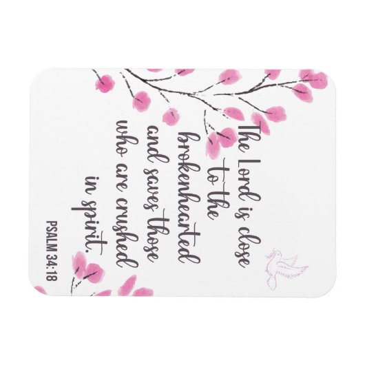 Gebroken Gehart en verpletterd in Geest Psalm 34:1 Magneet (Horizontaal)
