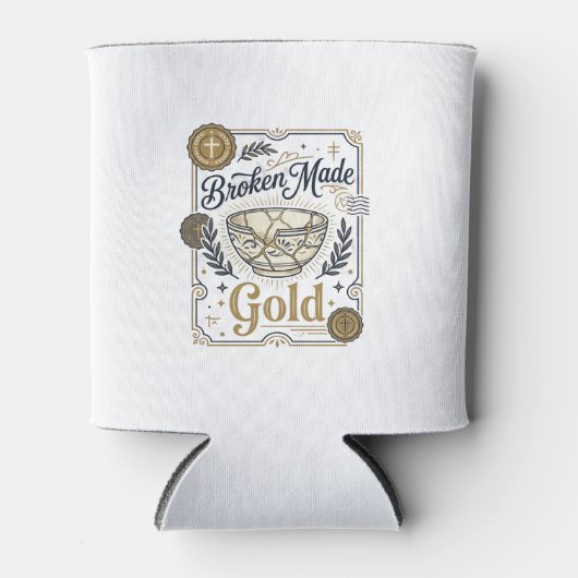 Gebroken Gemaakt Goud Jezus Kintsugi Gebroken Aard Blikjeskoeler (Voorkant)