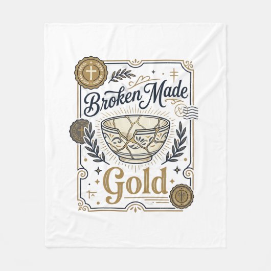 Gebroken Gemaakt Goud Jezus Kintsugi Gebroken Aard Fleece Deken (Voorkant)