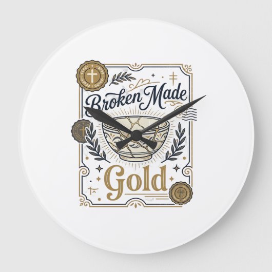 Gebroken Gemaakt Goud Jezus Kintsugi Gebroken Aard Grote Klok (Voorkant)