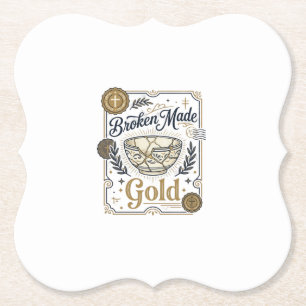 Gebroken Gemaakt Goud Jezus Kintsugi Gebroken Aard Kartonnen Onderzetters