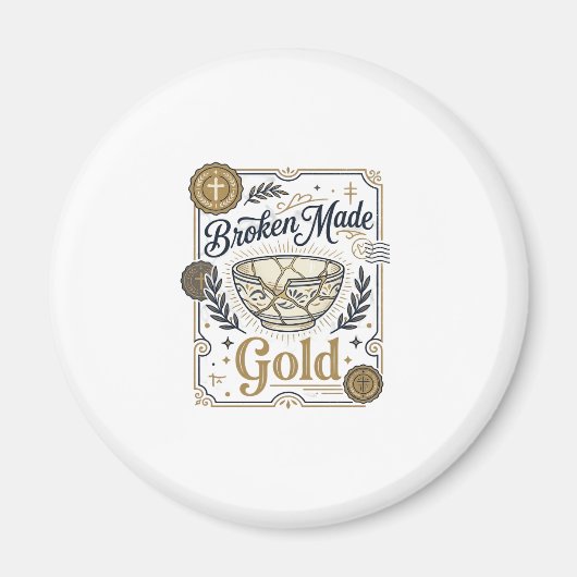 Gebroken Gemaakt Goud Jezus Kintsugi Gebroken Aard Magneet (Voorkant)