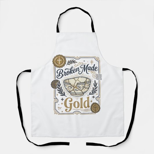 Gebroken Gemaakt Goud Jezus Kintsugi Gebroken Aard Schort (Voorkant)