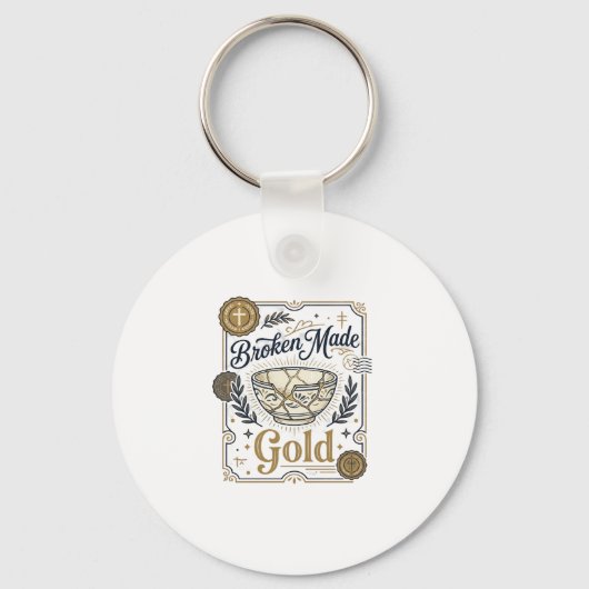 Gebroken Gemaakt Goud Jezus Kintsugi Gebroken Aard Sleutelhanger (Voorkant)
