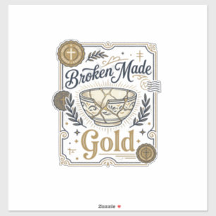 Gebroken Gemaakt Goud Jezus Kintsugi Gebroken Aard Sticker