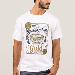 Gebroken Gemaakt Goud Jezus Kintsugi Gebroken Aard T-shirt