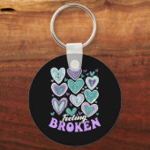 Gebroken gevoel, suïcidepreventie, hart- en vaatzi sleutelhanger (Voorkant)