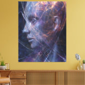 Gebroken Gezicht Neon Draden Kosmisch Portret Canvas Afdruk (Insitu (Woonkamer))