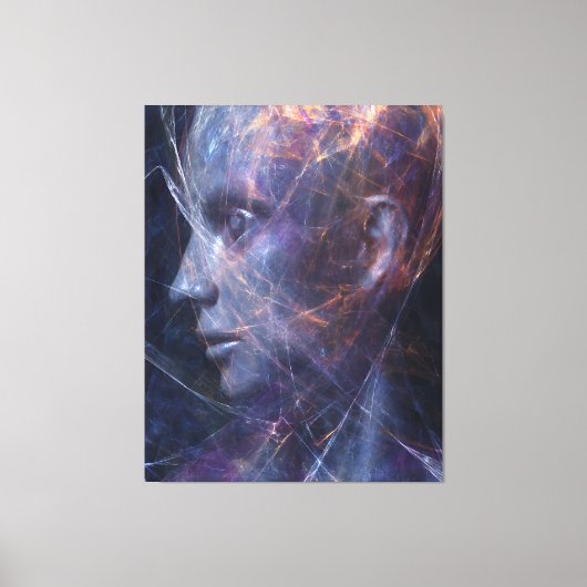 Gebroken Gezicht Neon Draden Kosmisch Portret Canvas Afdruk (Voorkant)
