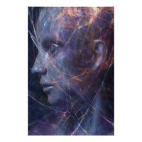 Gebroken Gezicht Neon Draden Kosmisch Portret